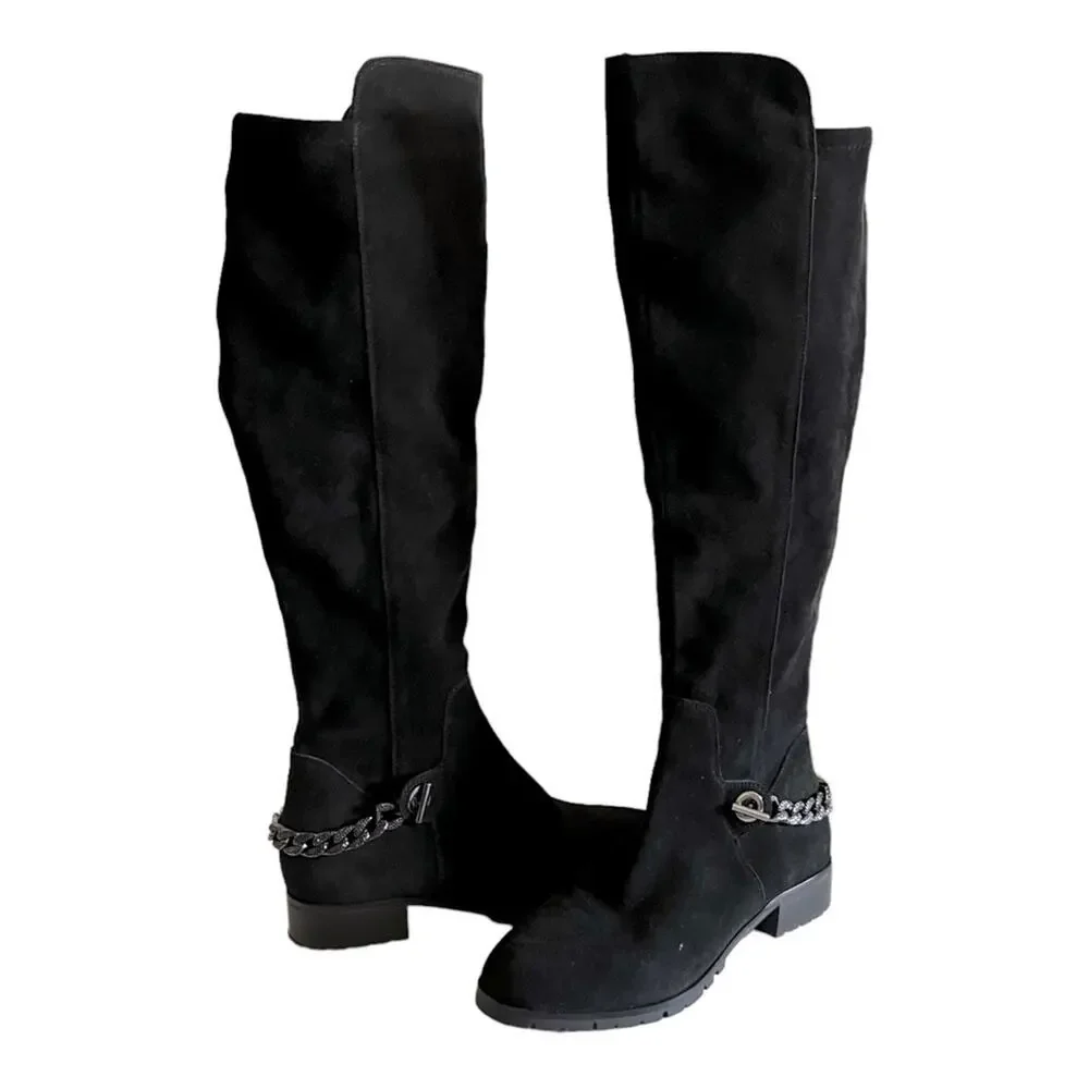 Karl Lagerfeld Paris Shay Black Suede Knee High Boot Size 7.5